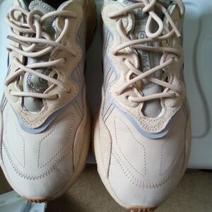 Adidas Tan Athletic Shoes with Chunky Sole and Mesh Upper